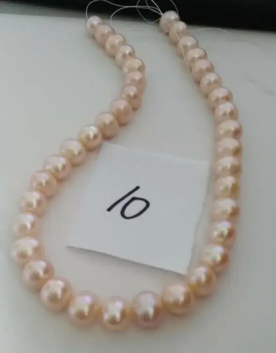 

elegant 11-12mm natural south seas pink pearl necklace 18inch yellow gold