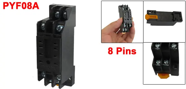 PYF08A Model 8 Pins 35mm Mounting Rail Relay Socket Base for HH52P MY2NJ