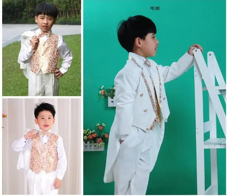 New 5 pcs Children s Stage Clothes Flower Girl Dresses Tuxedo Suit Boys Wedding Clothes Boys