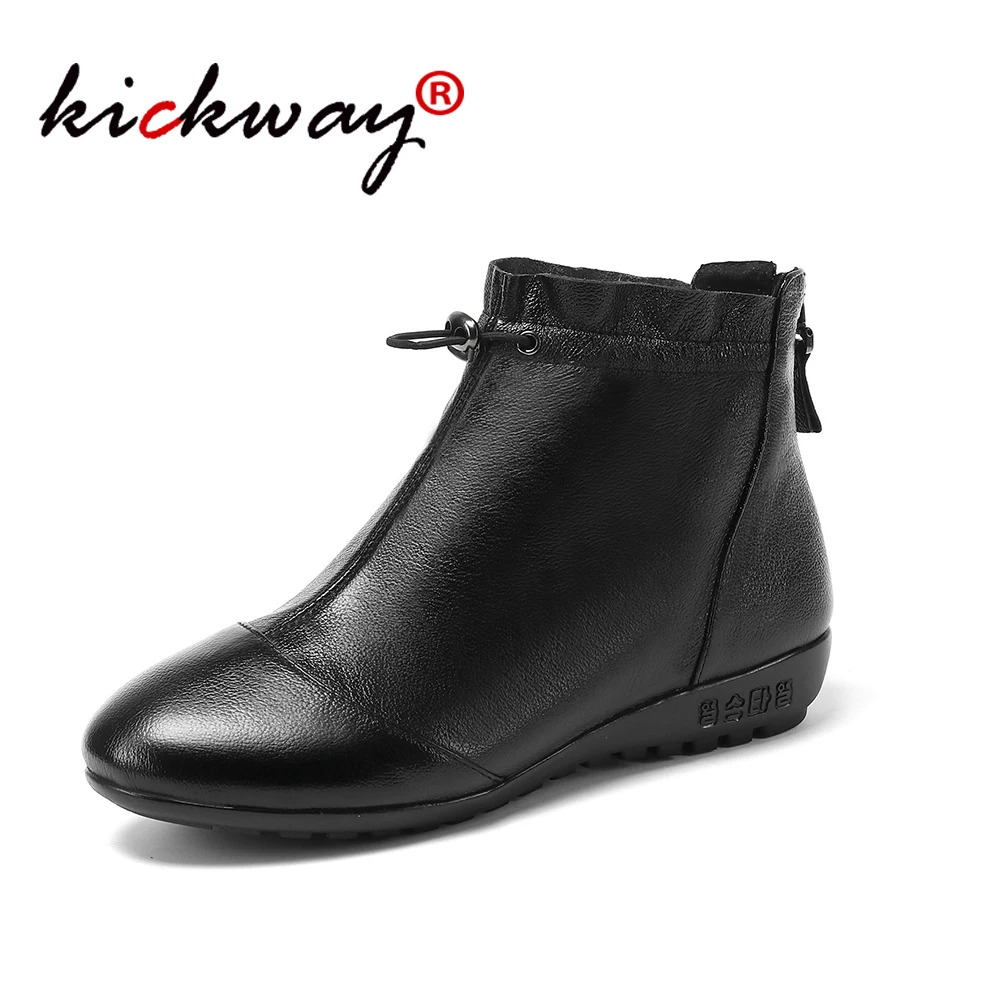 

Women Ankle Boots With Fur Retro Boots Shoes Women Fashion Handmade Zipper Soft Cow Leather Winter Warm Boots Ladies Plus Size44