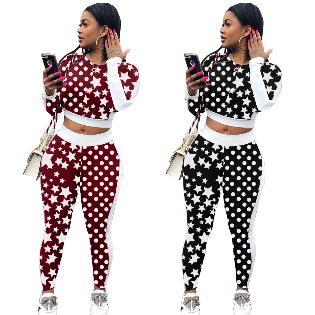 Lovermall star dot print Star Polka Print 2 Piece Set