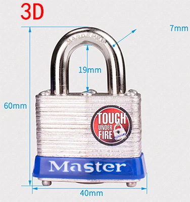 Главный замок широкий ламинированный стальной деформированный замок Противоугонный, водонепроницаемый, без желчного пузыря слой дома замок общежития открытый замок - Цвет: 3D