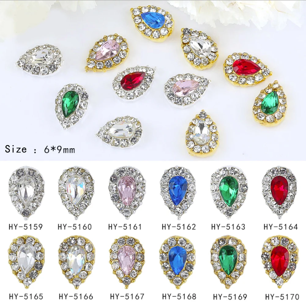 

Silver Alloy Crystal Nail Rhinestones 3D Strass Fat Water Drop Stones AB Nail Art Decorations Nails Accessories Diamond Manicure