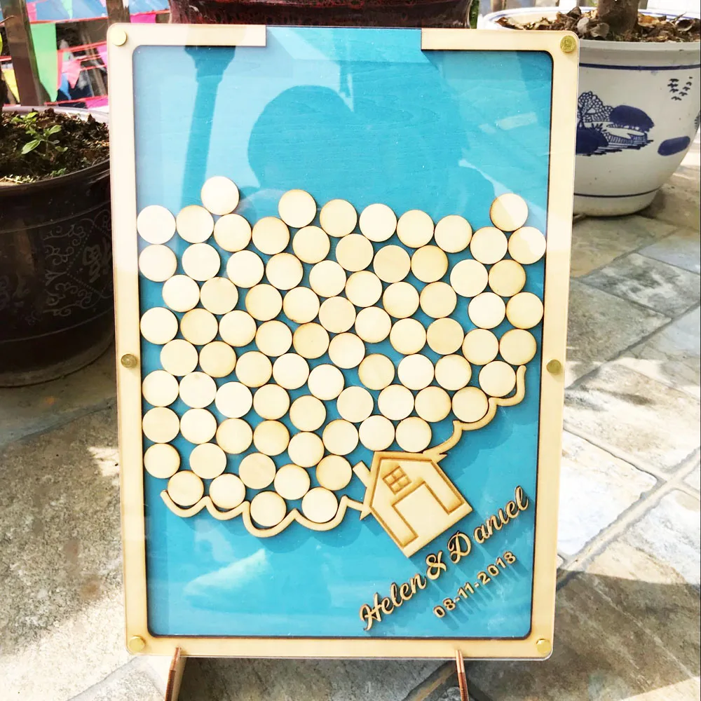 Personalized names wedding date drop box signature guestbook alternative visits drop top alternate guests rustic wedding gift6