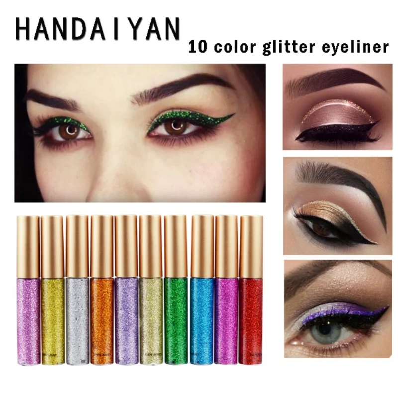 2019 Professional 10 Colors Waterproof Shimmer Pigment Silver Gold Metallic Liquid Glitter Makeup Eyeliner Cosmetics 2019 Professional 10 Colors Waterproof Shimmer Pigment Silver Gold Metallic Liquid Glitter Makeup Eyeliner Cosmetics