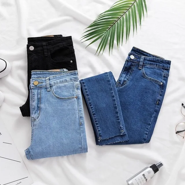 

New Fashion Jeans Women Pencil Pants Jeans High Waist High Slim Elastic Stretch female Black Lady washed denim skinny Trousers
