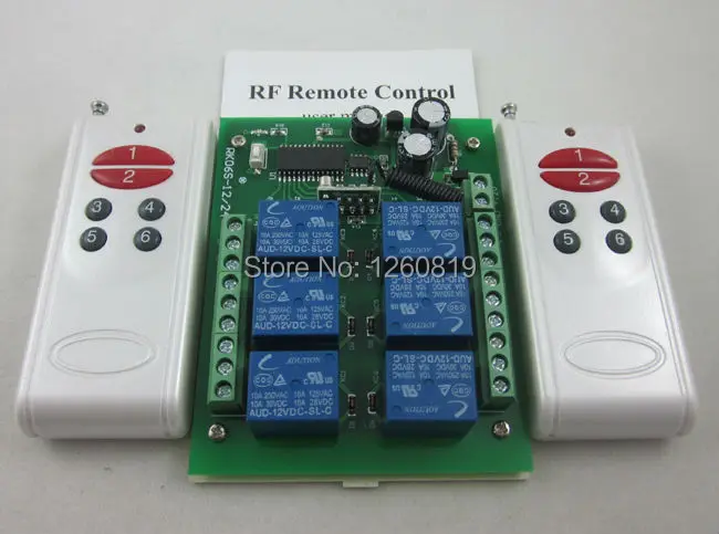 

Wireless 315MHZ 24V 6 Channel Way Remote Control Switch Relay Output +2 Remote controller