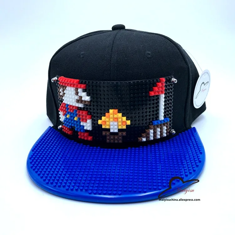 Мода Супер Марио мозаика настроить Snapback DIY Marie brick полями на заказ для шляпы хип-хоп Snapback шляпа бейсбольная Кепка - Цвет: 55