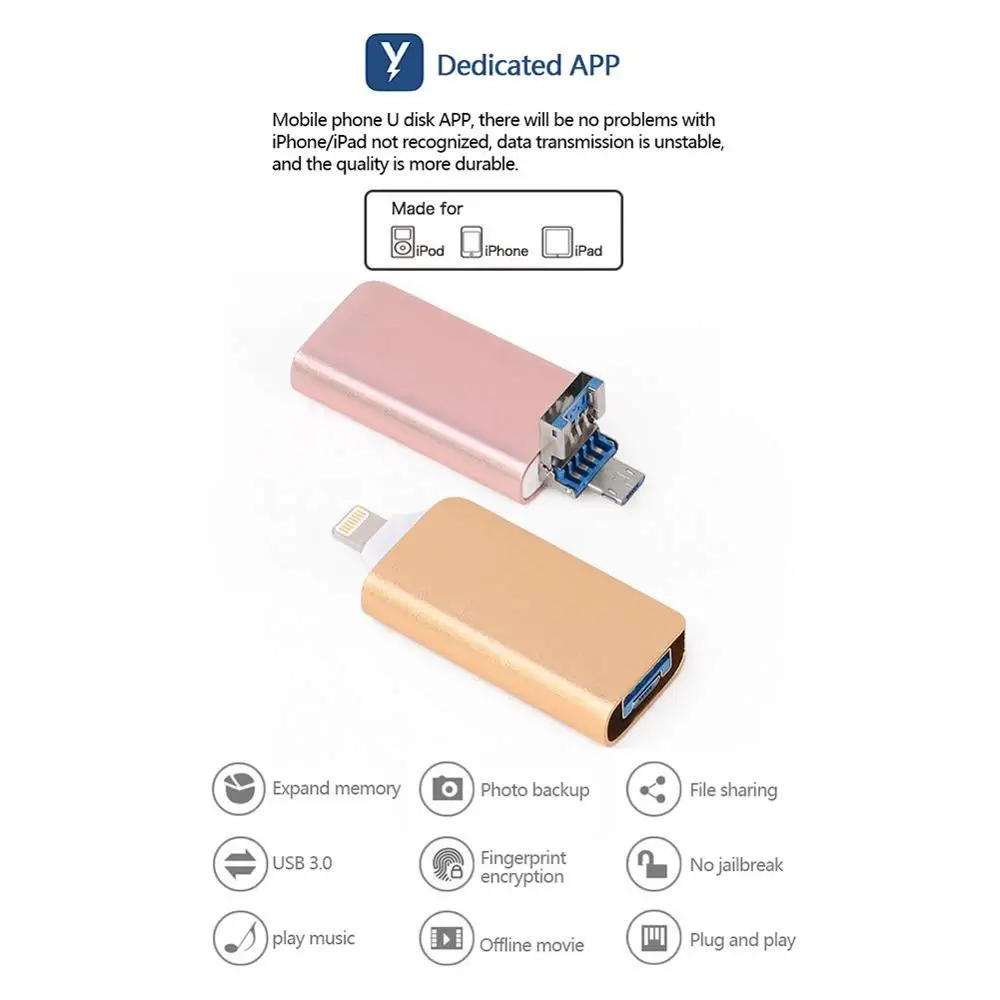 IPhone Usb флэш-накопитель 256 ГБ для iPhone 6 6S 7 7S 7P 8 8Plus X iPad флэш-накопитель Lightning USB 3,0 карта памяти Флешка 128 ГБ