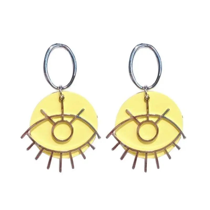 

New Korean Creative Big Eye Shape Earrings For Women Fashion Jewelry Candy Color Acrylic Dangle Boucle D'oreille Yellow Pink