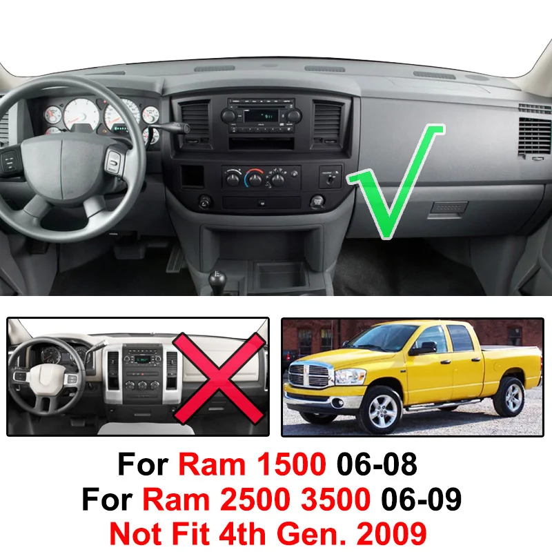 Коврик для приборной панели Xukey Солнцезащитный коврик Dodge Ram 2500 3500 2006 2007 2008