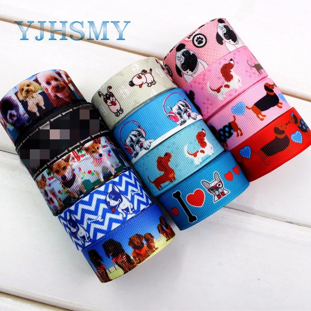 

YJHSMY D-17331-1146,10 yards,22 mm Cartoon dog Printed grosgrain ribbon Wedding Accessories,gift wrap,DIY handmade Material