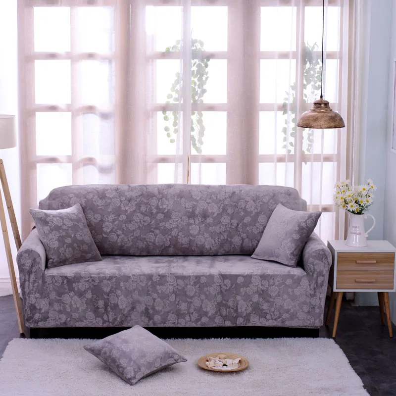 SunnyRain 1 шт. толстый бархат тиснение узор эластичный диван Чехол для дивана Slipcover чехол для дивана эластичный чехол для дивана - Цвет: Grey