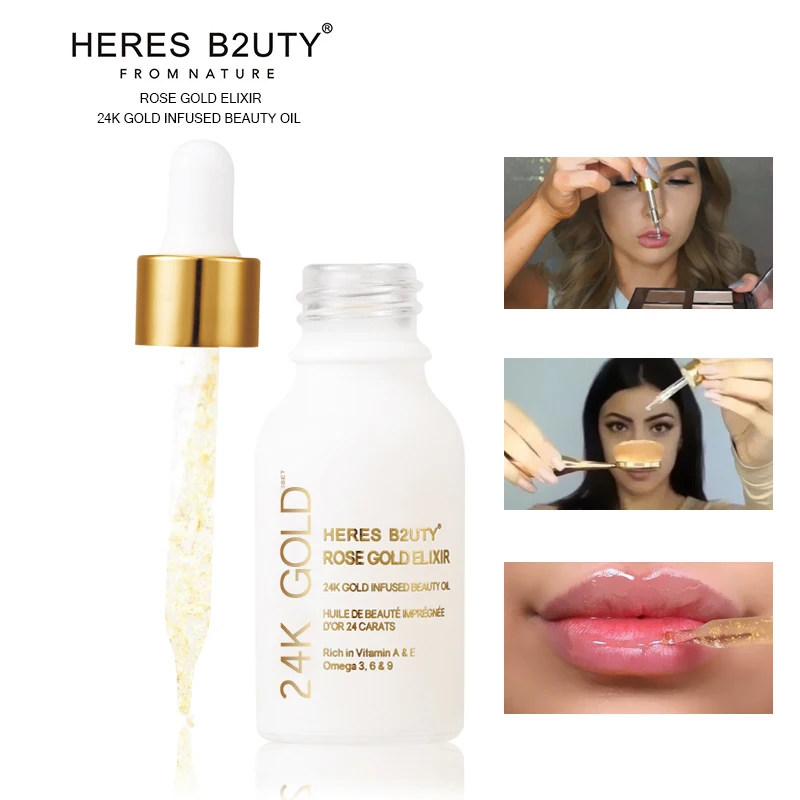 

Brand HERES B2UTY 24K GOLD INFUSED BEAUTY OIL Primer Foundation Rich in Vitamin A&E Moisturizing Anti-Aging Acne Treament Acido