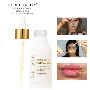 

Brand HERES B2UTY 24K GOLD INFUSED BEAUTY OIL Primer Foundation Rich in Vitamin A&E Moisturizing Anti-Aging Acne Treament acido