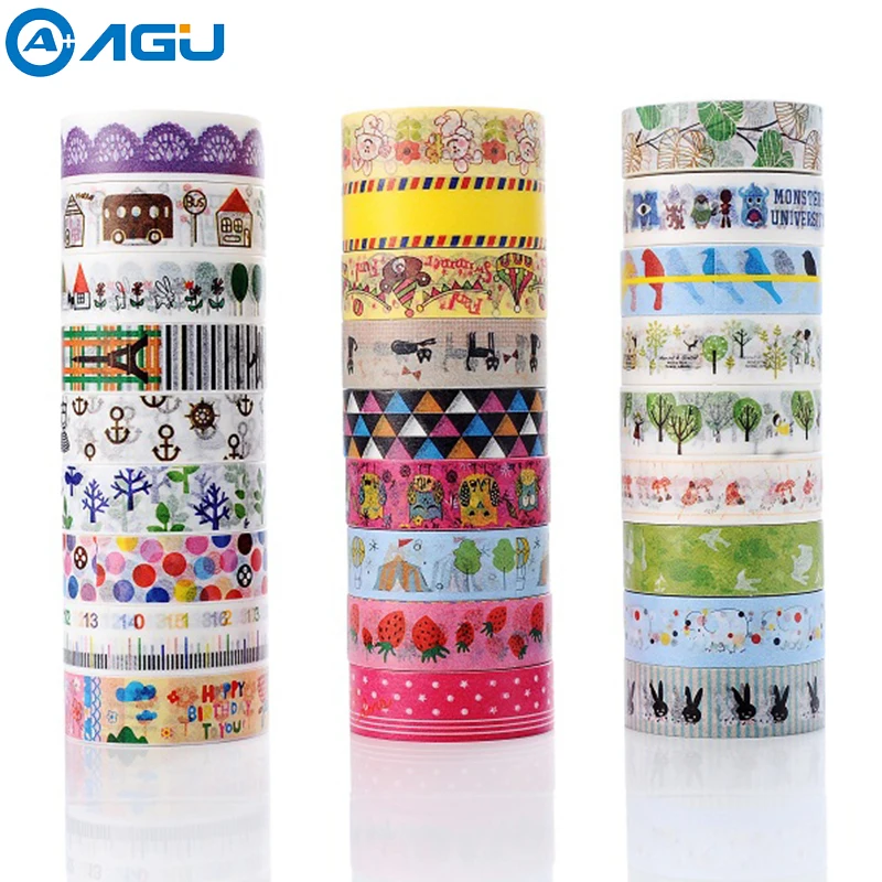 AAGU 10pcs/Lot Colorful Floral Adhesive Tape Lovely Ribbit washi tapes