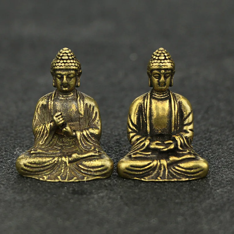 Мини Портативная Ретро латунная статуя Будды дзен карманная Сидящая статуя Будды ручная игрушка скульптура домашний офисный стол декоративный орнамент подарок