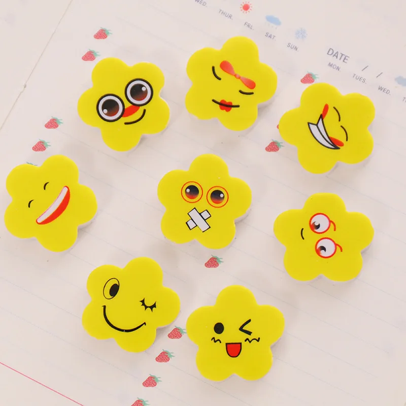 4pcs/lot cute kawaii small mini flower yellow eraser for kid's student
