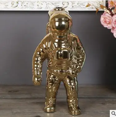 Прекрасный Настольный декоративный астронавт и робот Dcoration керамический подарок для детей Детские домашние украшения белый/серебристый/золотой - Цвет: D14X6.5X30cm