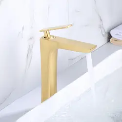 Смеситель для умывальника элегантный матовый золотой смеситель для ванной комнаты горячей и холодной воды бассейна смесителя латунь