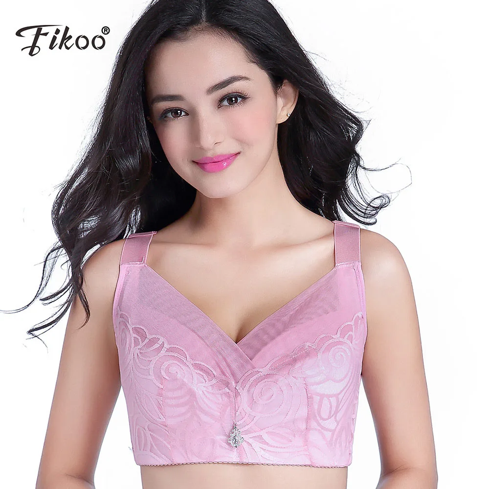 

Fikoo Sexy Vest Bra Full Coverage Comfortable Bra for Women Thin Full Cup Non Padded Minimizer Black Blue #Z004