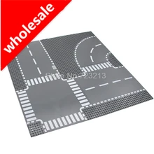 20 шт/лот прямой перекладин Т-образная дорога База Кривая пластина строительные блоки Bsaeplate игрушки для детей