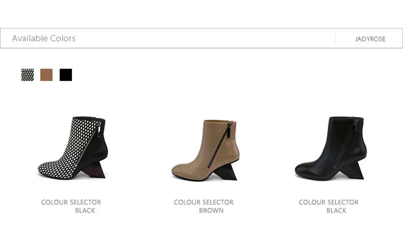 Jadyrose/новые зимние женские ботинки; женские ботильоны из натуральной кожи на не сужающемся книзу высоком массивном каблуке с боковой молнией в римском стиле; Botines Mujer Botas