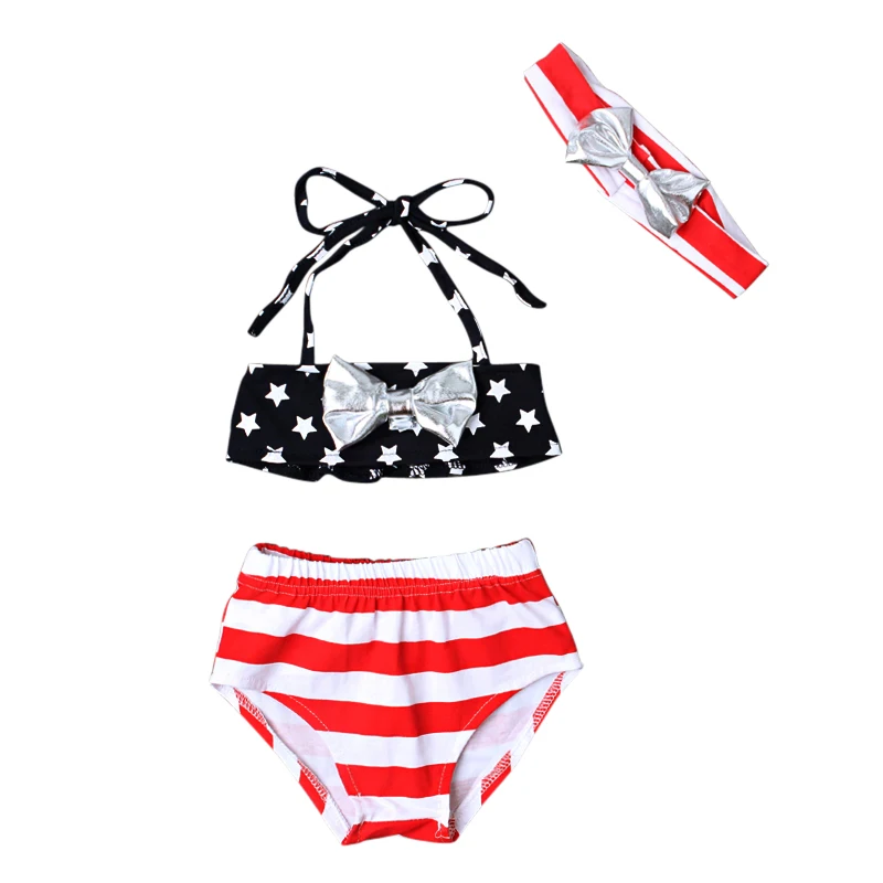 2017 European style Girls Kids Tankini Bikini Suit Striped Bottoms