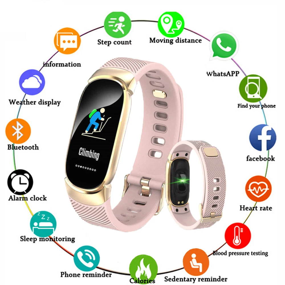 

Waterproof Smart Watch Women Lovely Bracelet Heart Rate Monitor Sleep Monitoring Smartwatch Connect IOS Android PK S3 band