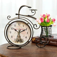 6 Inch Retro Style Tricycle Mute Table clock Vintage Iron Art Silent Desk Clock Decoration Ornament