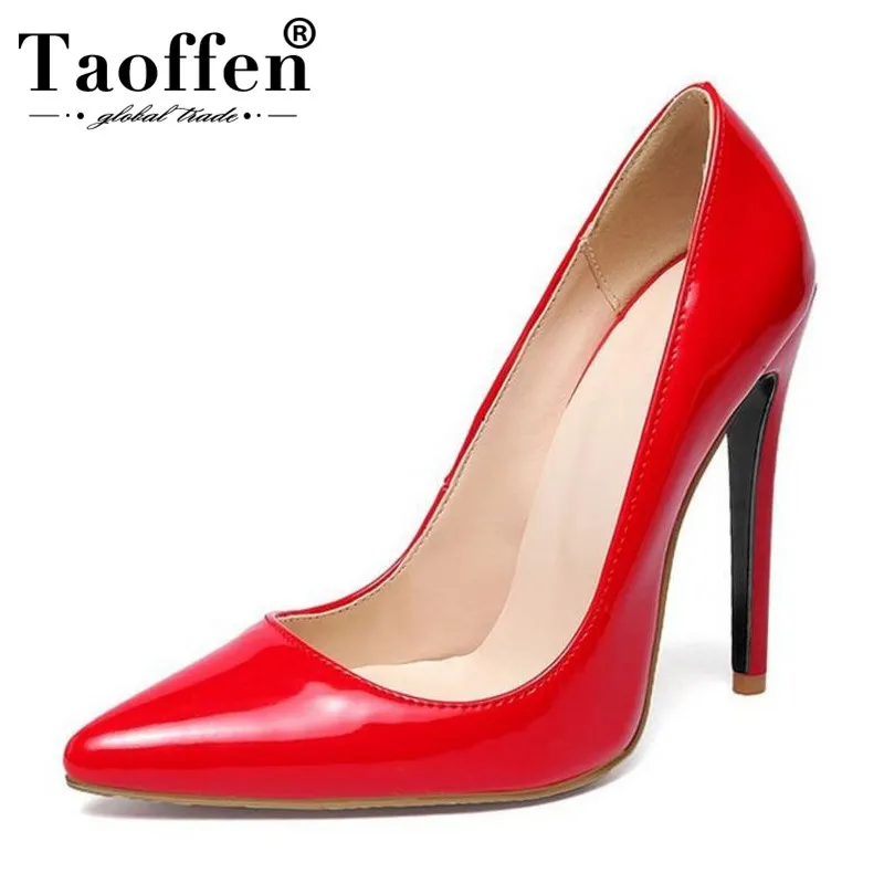 

TAOFFEN big size 34-46 brand ladies 12cm thin high heel shoes sexy women party pumps fashion pointed toe footwear shoes P22546
