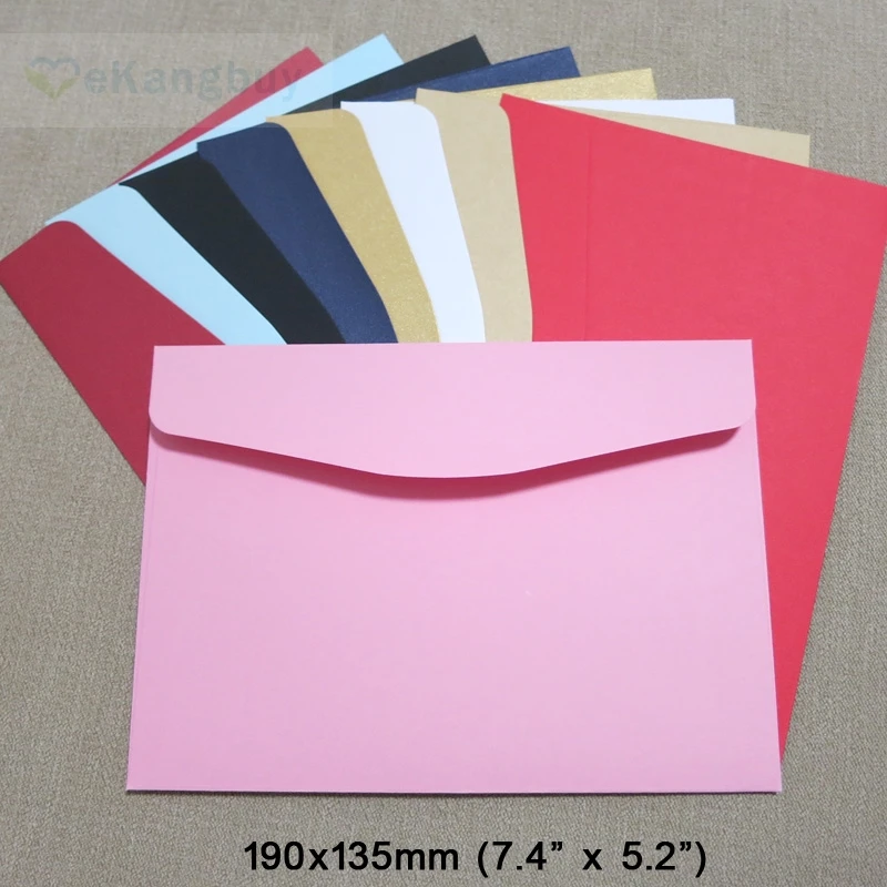 

50pcs 190x135mm Color Envelopes Invitation Gift Envelope 120gsm Plain/Pearl Paper Envelope