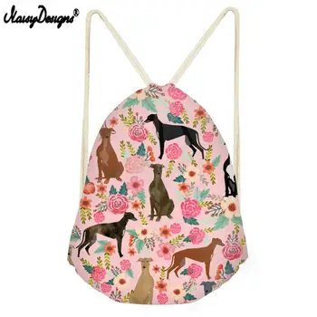 

Fashion Backpack School Drawstring Greyhound Dog Flowers Pattern Storage Pack Men Girls Bags Custom Wholesale Mini Mochil Shoes