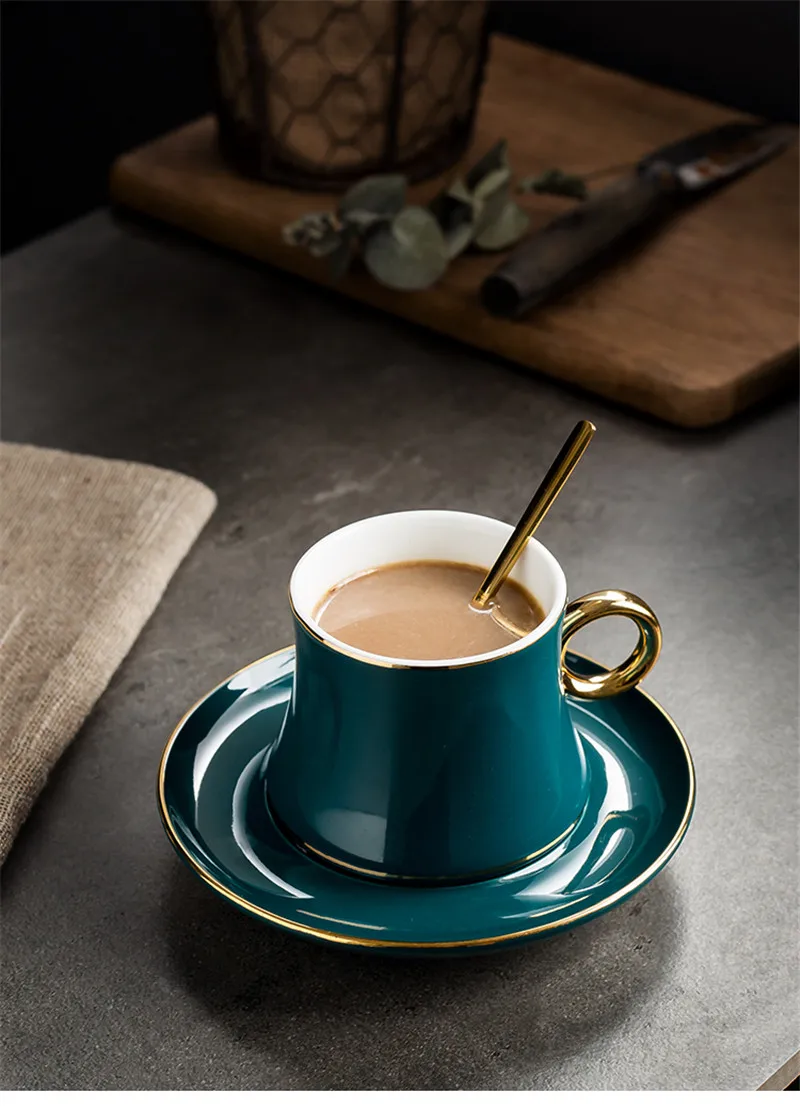 INMYLIFE 200 мл европейская роскошная стильная керамическая кофейная кружка, набор, Бизнес офис, чашка для чая, молока, стакан, креативные европейские кружки для подарка