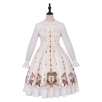 

Lolita Dress 3D Print the three Musketeers Long Sleeve Bpws and Ruffles Classical Lolita One Piece Dress
