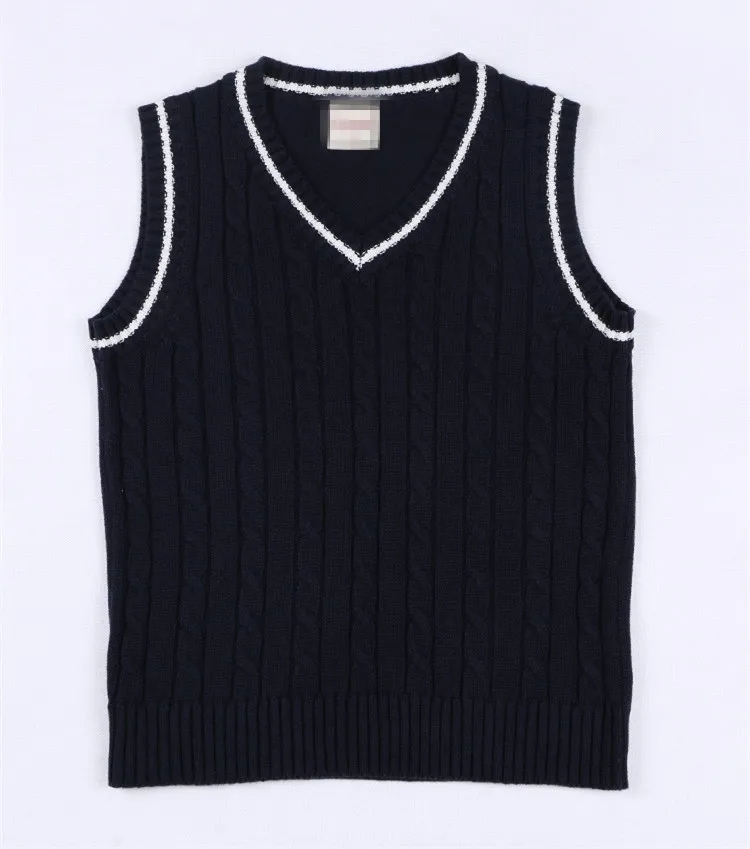 

Retail College Wind 5-12T Kids Knitted Vest Solid V-neck Sleeveless Autumn Spring Waistcoat For Boys Girls  AS-1601