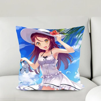 

Oct. Home Textile Love Live! Sunshine!! Anime Sakurauchi Riko Micro-suede Fabric One-sided Two-sided Square Pillow Case #41052A