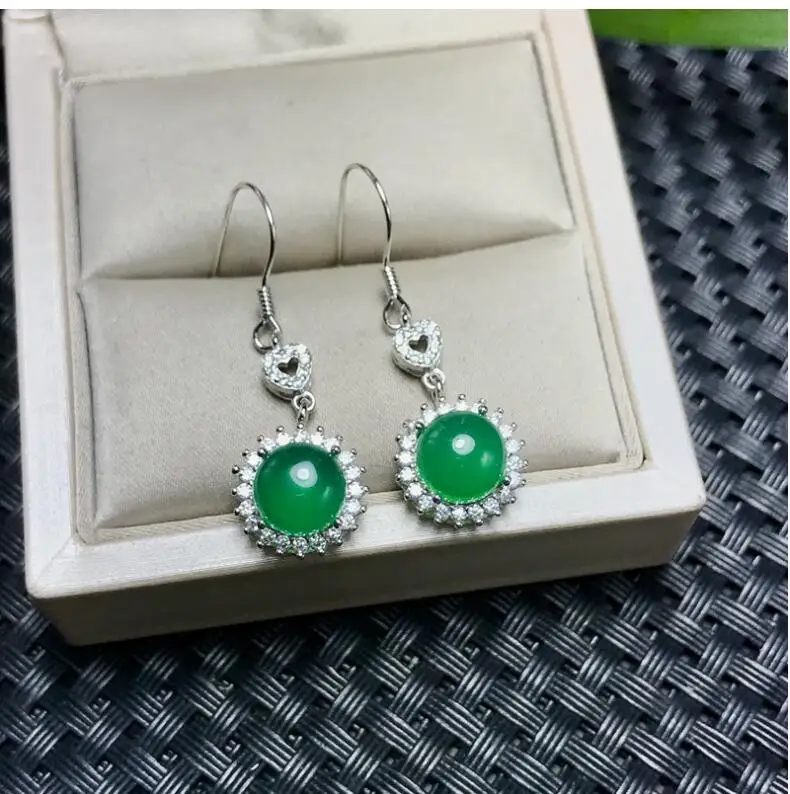 Natural Chalcedony earring Free shipping Jewelry real 925 silver Earring | Украшения и аксессуары
