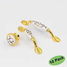 Antique Brass Cabinet Knobs Zinc Alloy Ceramic White Dresser Drawer Knobs Round Knob Vintage Kitchen Cabinet Pulls Door Handles