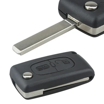 

2 Buttons Black Entry Replacement Key Remote Fob Shell Case with Uncut Car Flip Key Fit for Citrone C2 C3 Car Key Shell