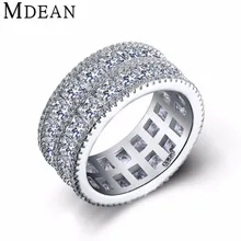 MDEAN Oro Blanco Plateado para las mujeres anillos de boda y de Compromiso de las mujeres anillos de moda CZ diamond joyería Bague bijoux anillo MSR376