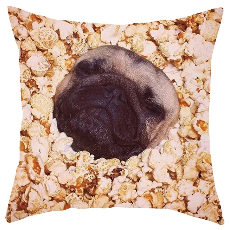 1 PC Funny Puppy Dog Throw Pillow Covers Short Plush Polyester Square Pillowcases for Home