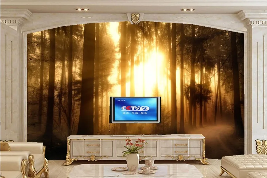 

Custom wallpaper for walls 3d ,Rays of light Misty Forest Nature wallpapers,living room sofa TV wall bedroom papel de parede