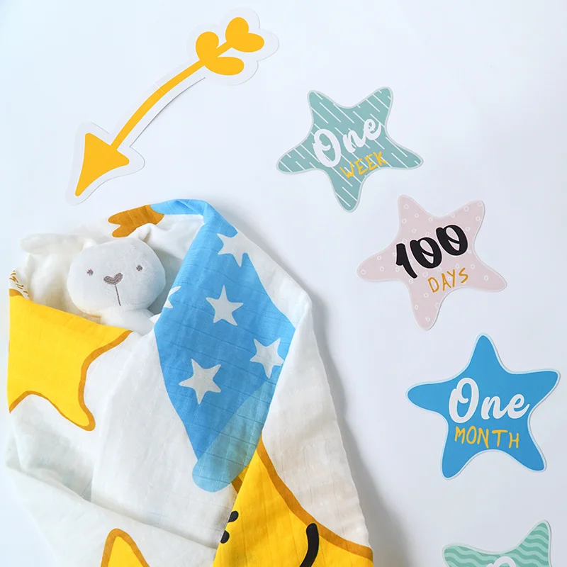 Muslinlife, популярные тренды, органическое муслиновое Хлопковое одеяло с рисунком Луны и звезды, детское одеяло, 120*120 см