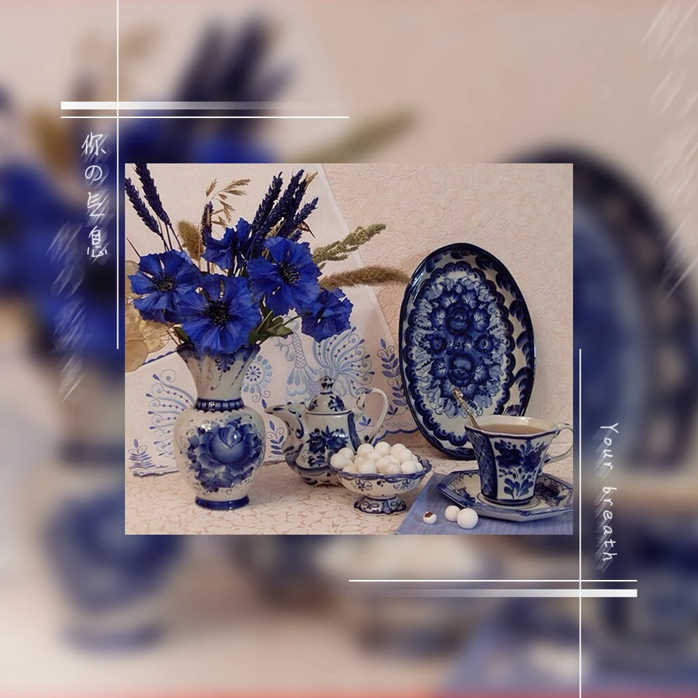 5D DIY Diamond Painting Blue and white Still life Diamond Embroidery Cross Stitch Rhinestone Mosaic Painting Home Decor_1 (2)