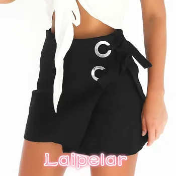 

Fashion Women Skirt Summer Sexy Mini Party Skirts High Waist Black White Lace Buttonhole Womens Pencil Skirts Saias