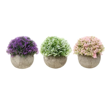 

3pcs Mini Artificial Plants Potted Fake Ball Simulation Artificial Flower Ball Plant Mini Fake Plant for Decoration Home Office