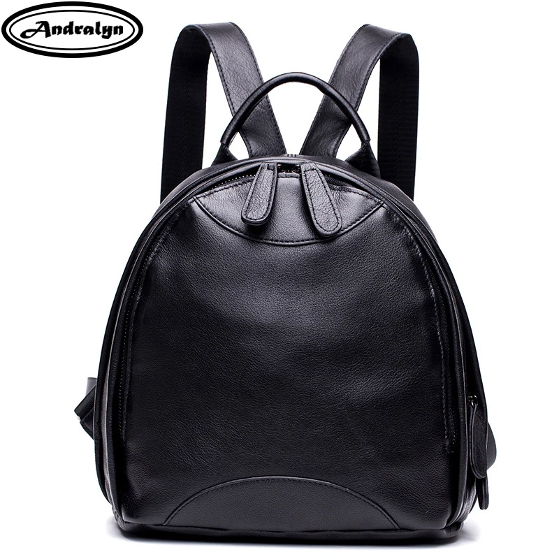 

Andralyn New Natural Leather Women's Backpack Bags Handmade Genuine Leather Knapsack Female Double Zipper Backpacks Travel Bag