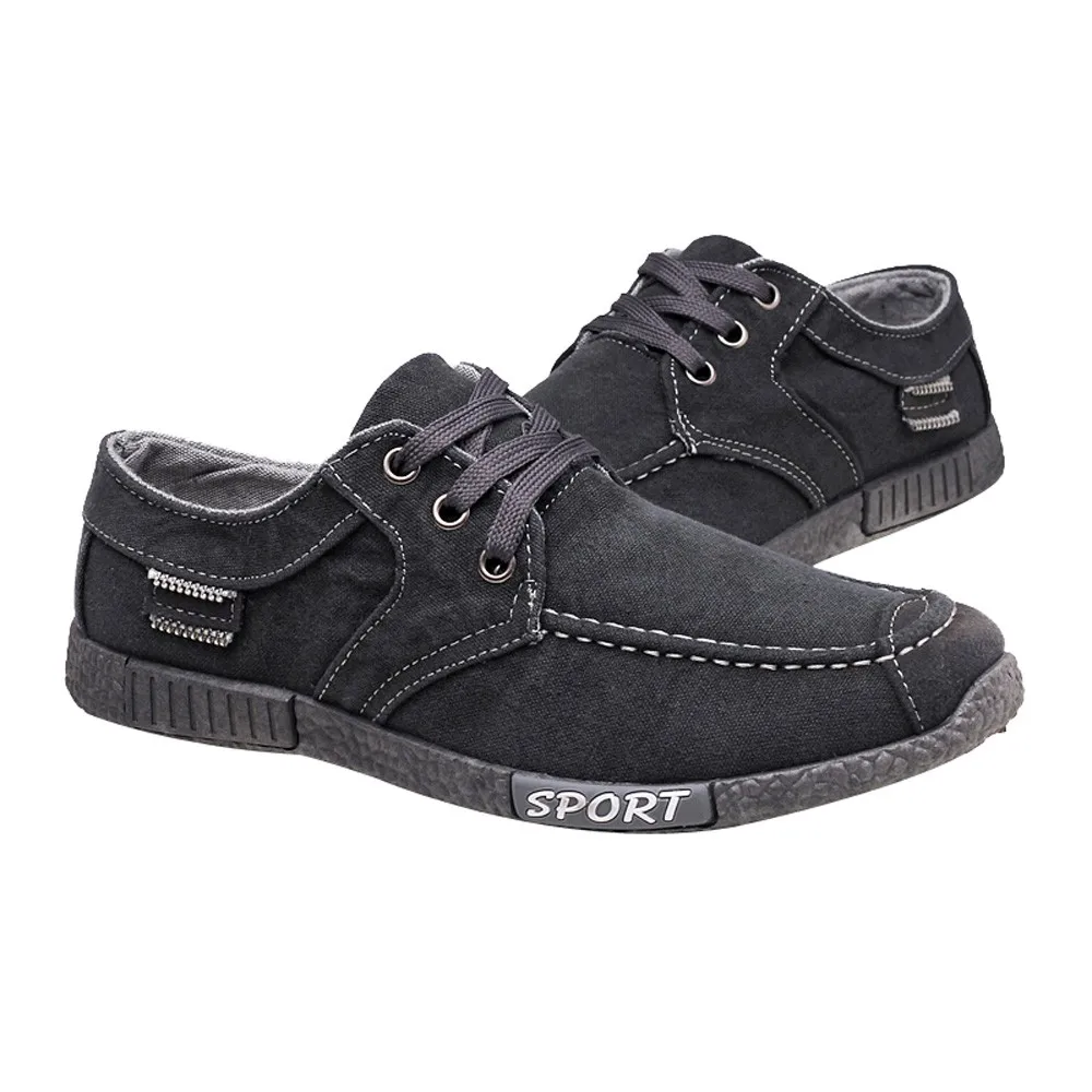 

Fashion Canvas Men Shoes Denim Lace-Up Men Casual Shoes New Breathable Male Footwear Spring Autumn