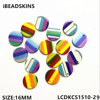 

New arrival! 16mm 100pcs/lot acetic acid imitate marble texture stripe coin-shape charm beads for earring/Jewelry DIY